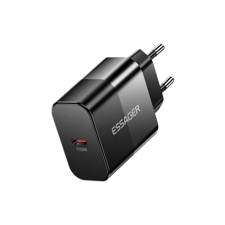 Зарядний пристрій Essager USB-C PD30W + cable USB-C to USB-C 60W black (E30JSB1-SYTT1-T) - фото 4