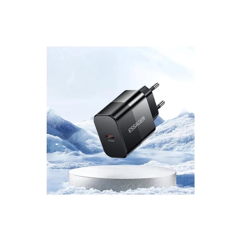 Зарядний пристрій Essager USB-C PD30W + cable USB-C to USB-C 60W black (E30JSB1-SYTT1-T) - фото 5