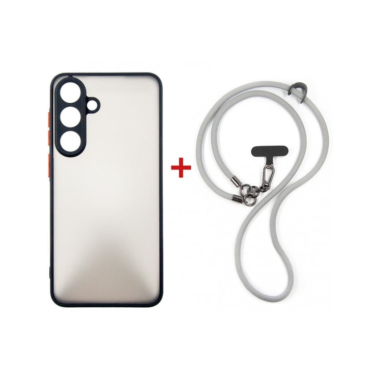 Чохол до мобільного телефона Dengos Case + Cross-body Strap Samsung Galaxy S25 FE Black+Grey (DG-KM-CCRB-28) - фото 1