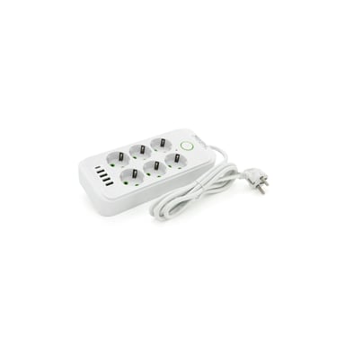 Мережевий фільтр живлення Voltronic F06U, 6 роз EU, 4USB White (F06U-White) - фото 1