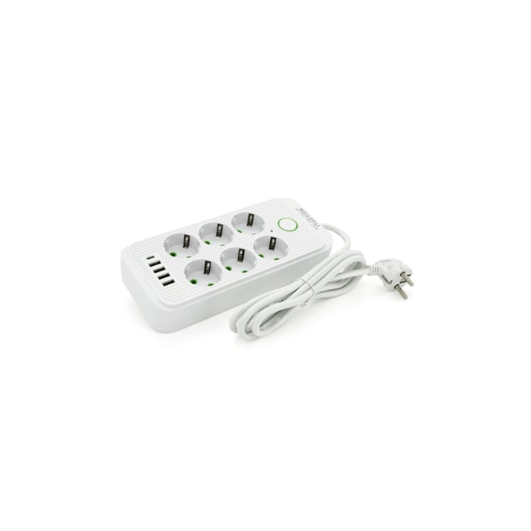 Мережевий фільтр живлення Voltronic F06U, 6 роз EU, 4USB White (F06U-White)