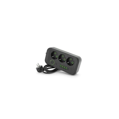Мережевий фільтр живлення Voltronic F09U, 3 роз EU, 4USB Black (F09U-Black) - фото 1