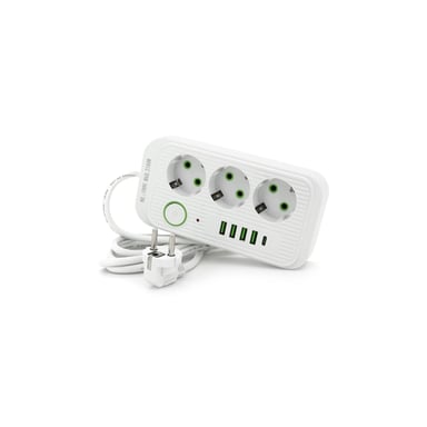 Мережевий фільтр живлення Voltronic F09U, 3 роз EU, 4USB White (F09U-White) - фото 1