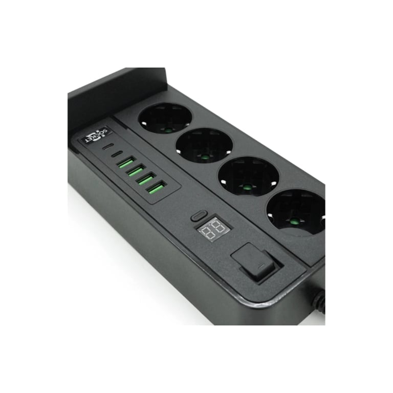 Мережевий фільтр живлення Voltronic G12H, 4 роз, 4USB 3,2А, 2 Type-C, 2м Black (YT-G12H) - фото 5