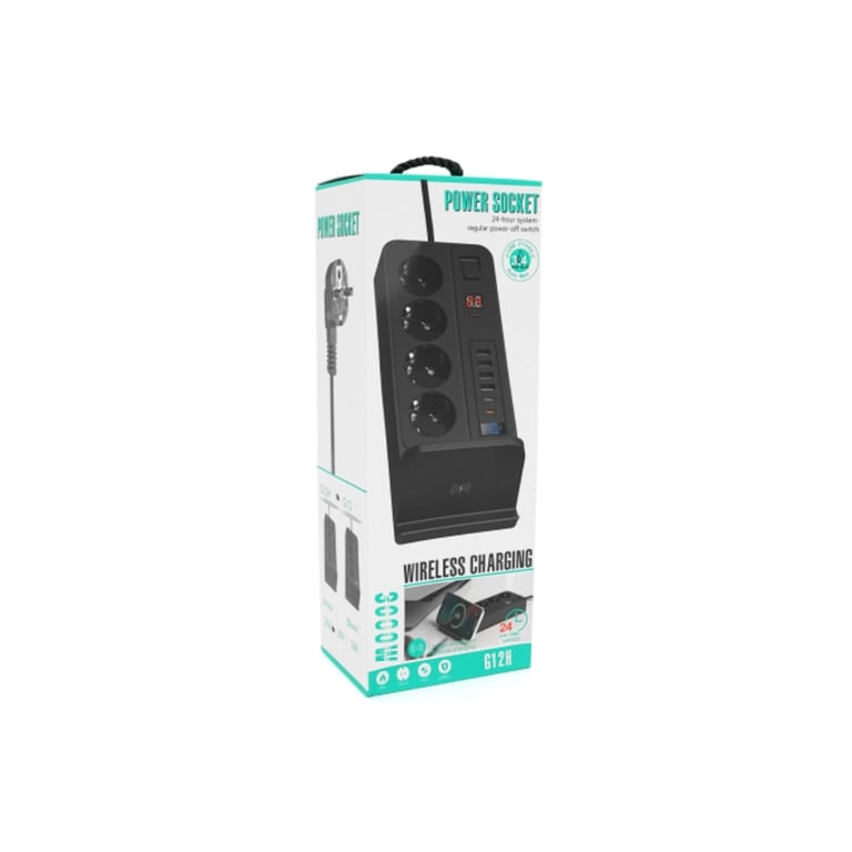 Мережевий фільтр живлення Voltronic G12H, 4 роз, 4USB 3,2А, 2 Type-C, 2м Black (YT-G12H) - фото 6