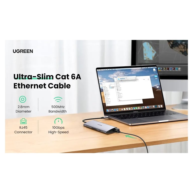 Патч-корд 0.5м, U/UTP CAT 6A Copper Ethernet Cable тонкий(діаметр 2.8мм) NW122 Black Ugreen (70331) - фото 8