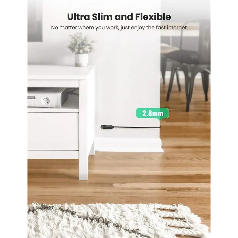 Патч-корд 1.5м, U/UTP CAT 6A Copper Ethernet Cable тонкий(діаметр 2.8мм) NW122 Black Ugreen (70333) - фото 7