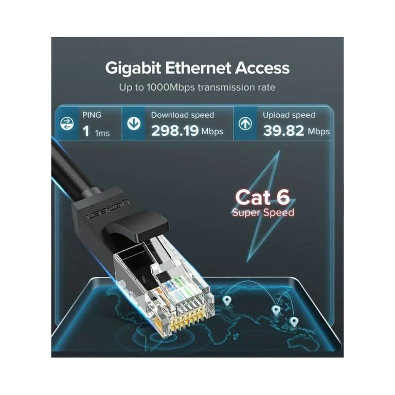 Патч-корд 5м, U/UTP Cat 6 CCA Lan Cable NW102 Black Ugreen (20162) - фото 5