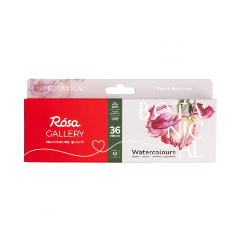 Акварельні фарби Rosa Gallery BOTANICAL, 36*1,6мл, півкювета, металевий пенал (4823098548102) - фото 2