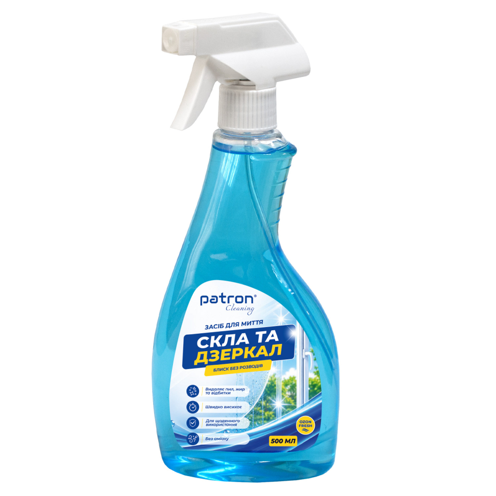 Засіб для миття скла Patron Ozon Fresh 500 мл (F3-067) - фото 1 Засіб для миття скла Patron Ozon Fresh 500 мл (F3-067) - фото 1