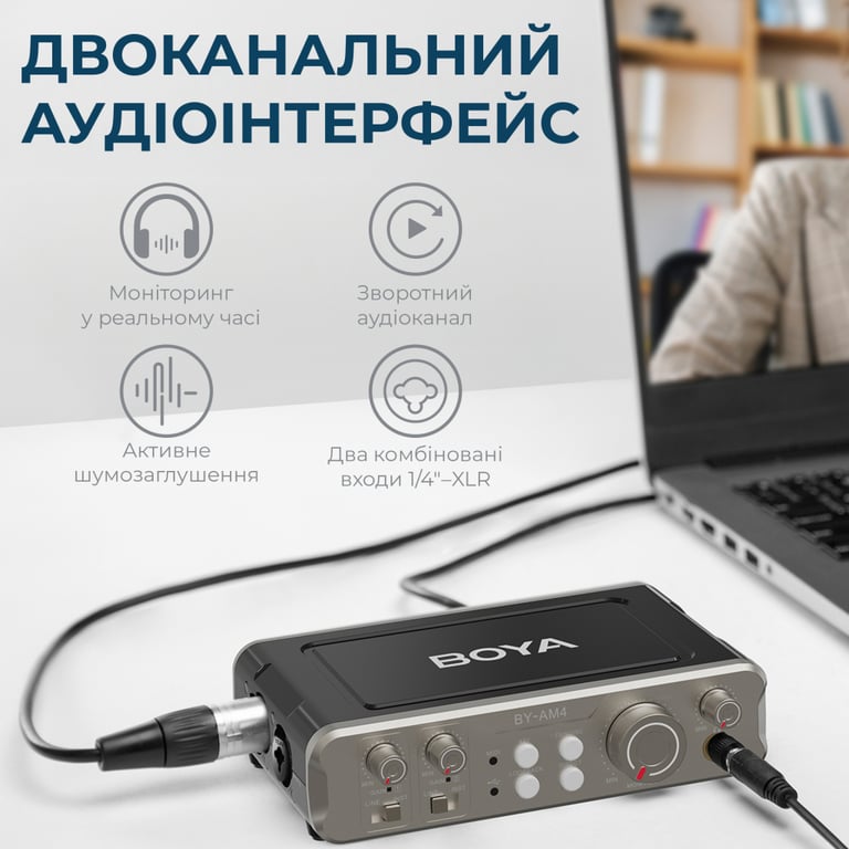 Аудіоінтерфейс Boya BY-AM4 - фото 6