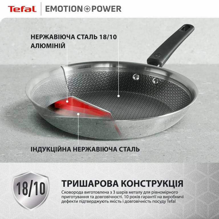 Сковорода Tefal Emotion+ Power 28 см з кришкою (SET_E3410655) - фото 6