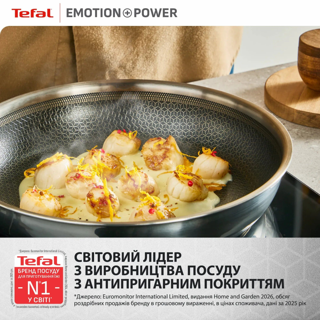 Сковорода Tefal Emotion+ Power 28 см з кришкою (SET_E3410655) - фото 8 Сковорода Tefal Emotion+ Power 28 см з кришкою (SET_E3410655) - фото 8