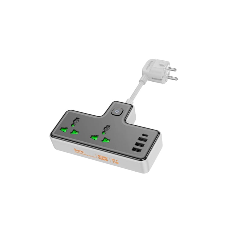 Мережевий фільтр живлення HOCO AC11A, 2 роз, 3 USB, USB-C, 17W, 1,5м Black (AC11AB) - фото 2