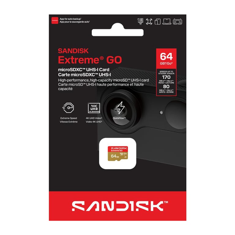 Карта пам'яті SanDisk 64GB microSDXC C10 UHS-I U3 A2 V30 R170/W80MB/s Extreme GO (SDSQXGN-064G-GN6MN) - фото 3