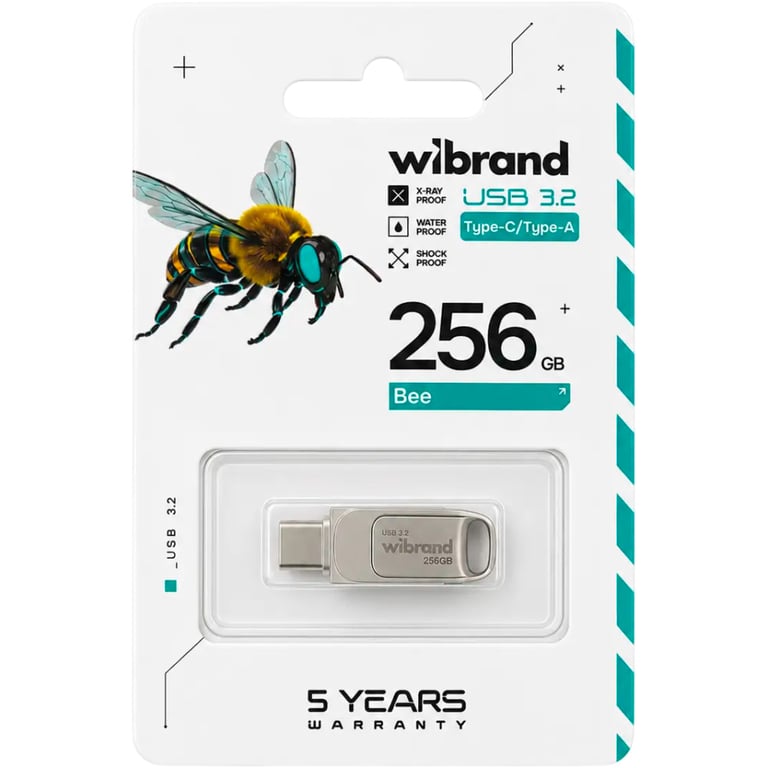 USB флеш накопичувач Wibrand 256GB Bee Silver USB 3.2/Type-C (WI3.2TC/BE256TC039S) - фото 4