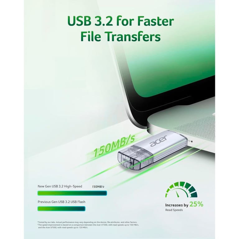 USB флеш накопичувач Acer 32GB UP300 Silver USB 3.2/Type-C (BL.9BWWA.588) - фото 7
