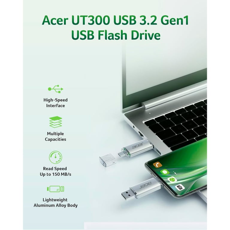 USB флеш накопичувач Acer 32GB UP300 Silver USB 3.2/Type-C (BL.9BWWA.588) - фото 8