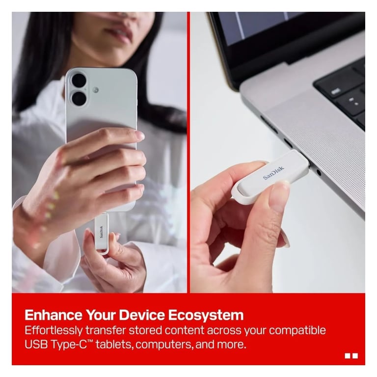 USB флеш накопичувач SanDisk 256GB iXpand Arctic White Type-C (SDIXS0N-256G-GN6NE) - фото 3