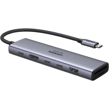Концентратор Ugreen USB-C 7-in-1 2xUSB 3.0 + 2xUSB-C + HDMI 4K60Hz + SD/TF + PD 100W (45521) - фото 1