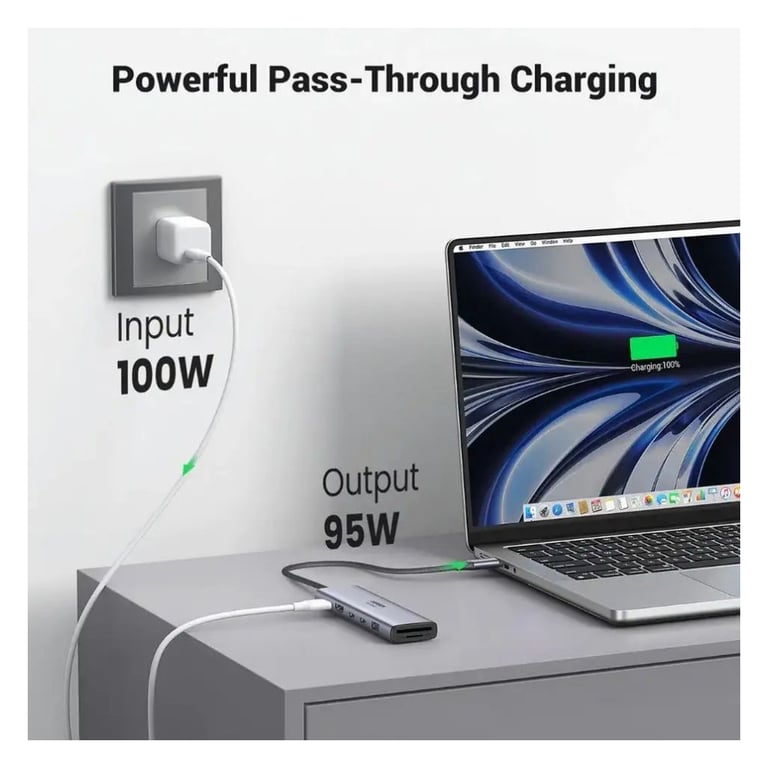 Концентратор Ugreen USB-C 7-in-1 2xUSB 3.0 + 2xUSB-C + HDMI 4K60Hz + SD/TF + PD 100W (45521) - фото 4