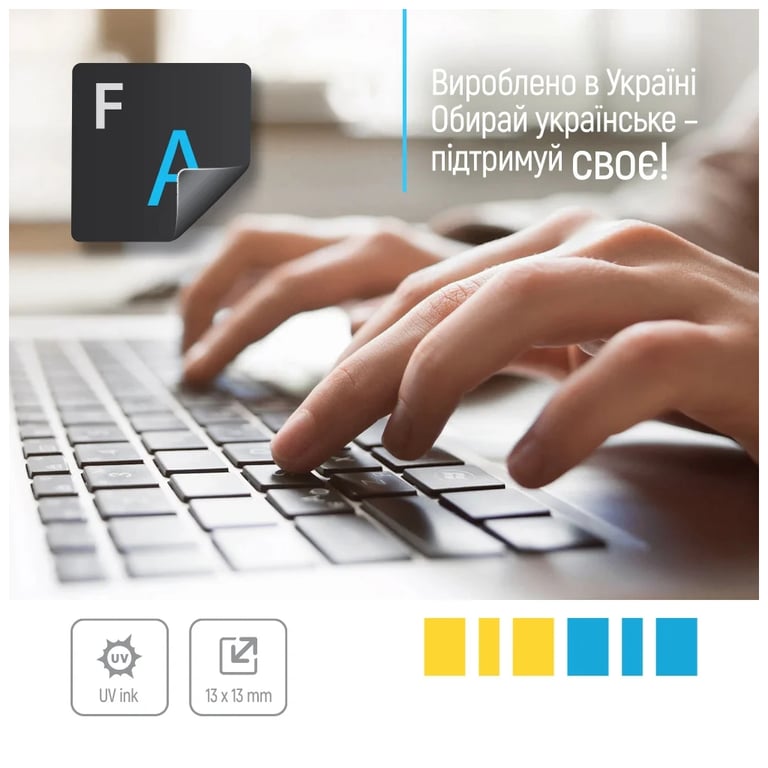 Наклейка на клавіатуру ColorWay непрозора чорна, біло-синя (CW-BWBL) - фото 5