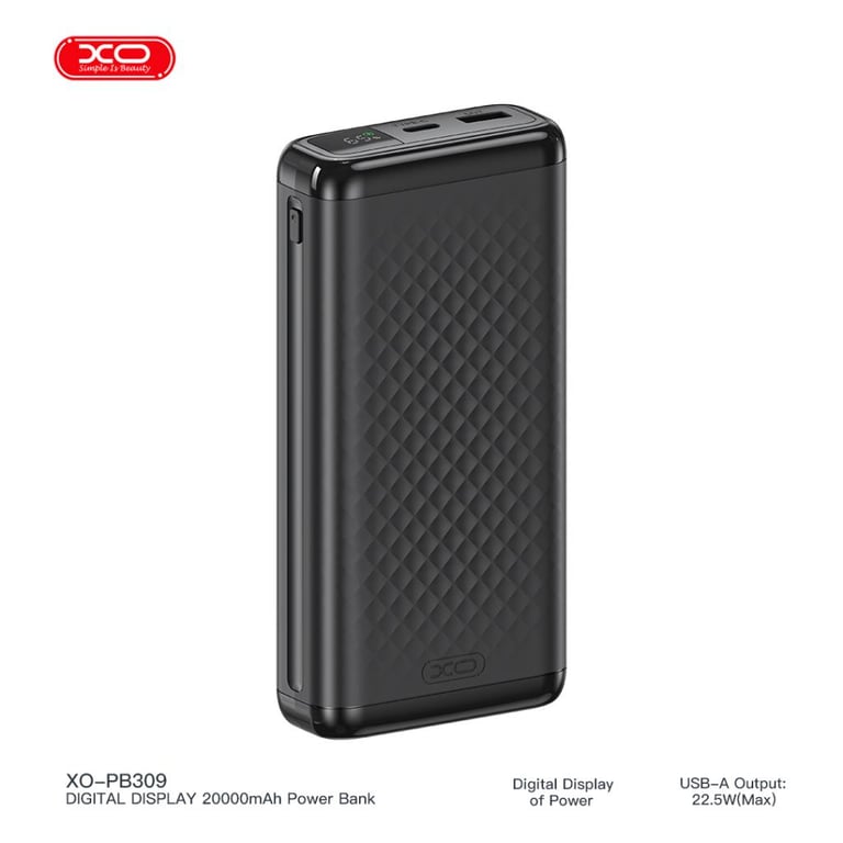 Батарея універсальна XO 20000mAh, 22.5W, black (XO-PB309-BK) - фото 4