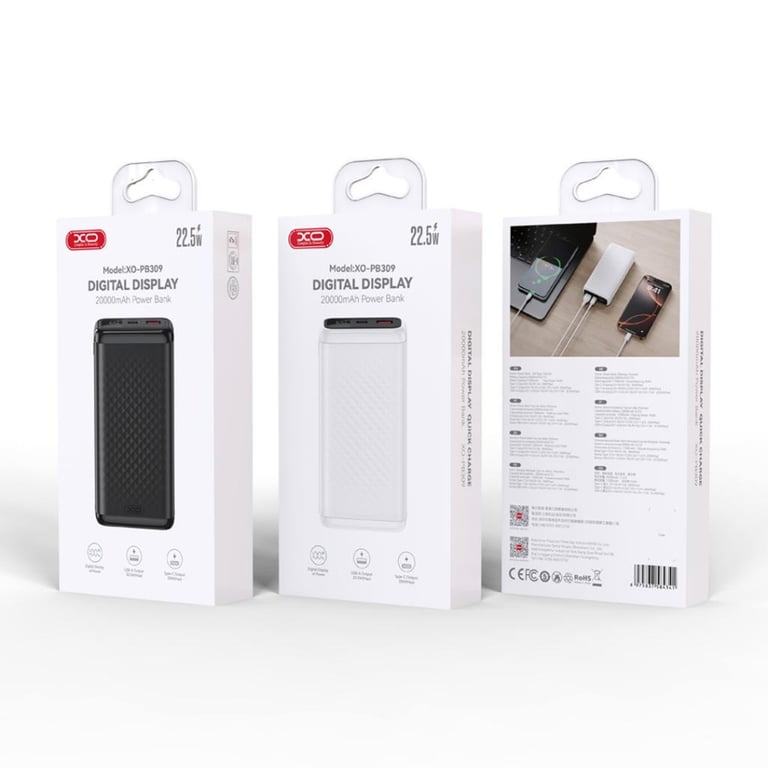 Батарея універсальна XO 20000mAh, 22.5W, black (XO-PB309-BK) - фото 5