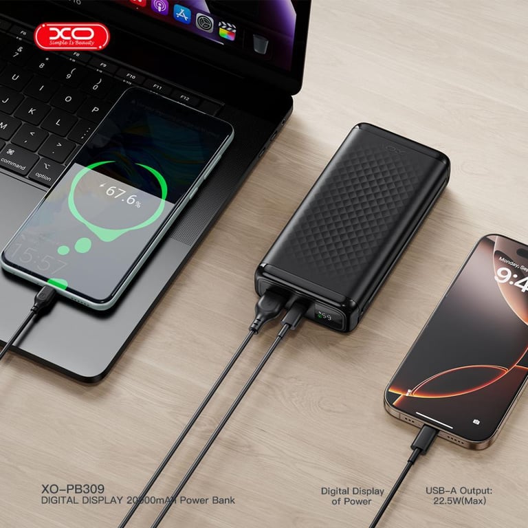 Батарея універсальна XO 20000mAh, 22.5W, black (XO-PB309-BK) - фото 6