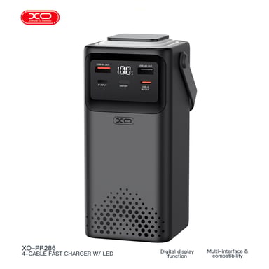Батарея універсальна XO 50000mAh, PD/20W, QC/22,5W, Lamp, black (XO-PR286-BK) - фото 1