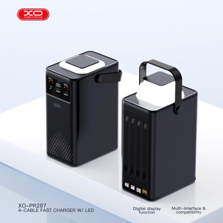 Батарея універсальна XO 80000mAh, PD/20W, QC/22,5W, Lamp, black (XO-PR287-BK) - фото 6