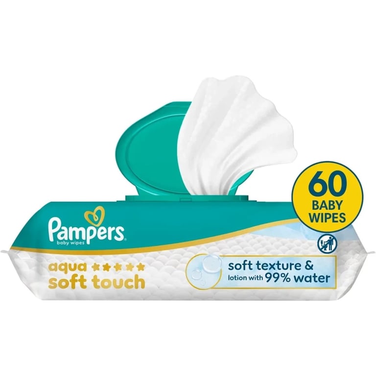 Дитячі вологі серветки Pampers Гармонія аква 60 шт (8006530140171) - фото 2