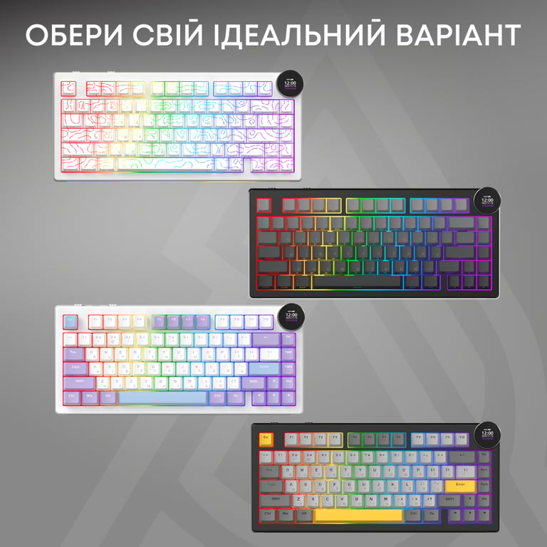 Клавіатура Ajazz AK820 V2 White Peach Switch Wireless/Bluetooth/USB UA White (AK820-V2-WP-S-W) - фото 6