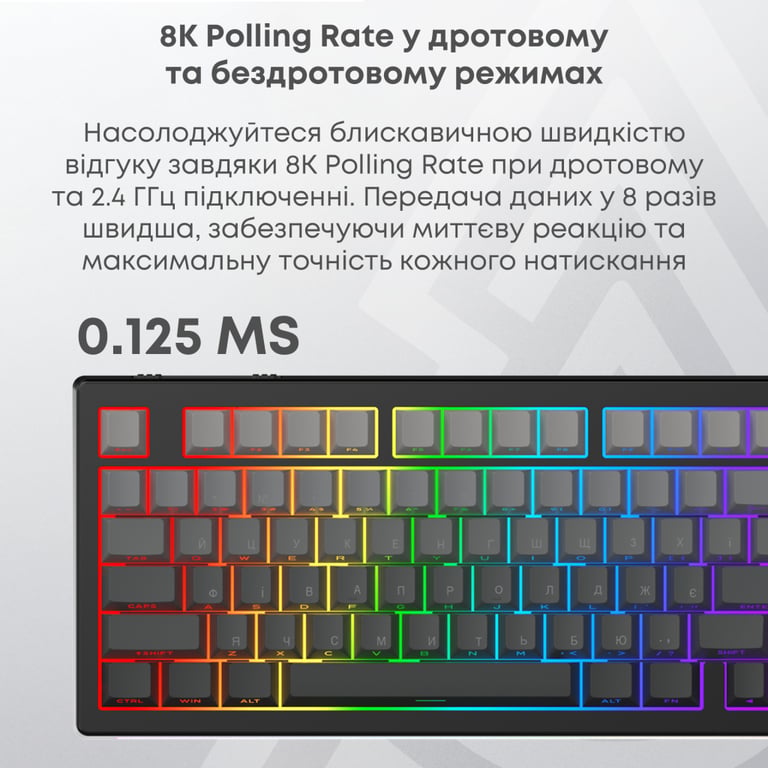 Клавіатура Ajazz AK820 V2 White Peach Switch Wireless/Bluetooth/USB UA White (AK820-V2-WP-S-W) - фото 8