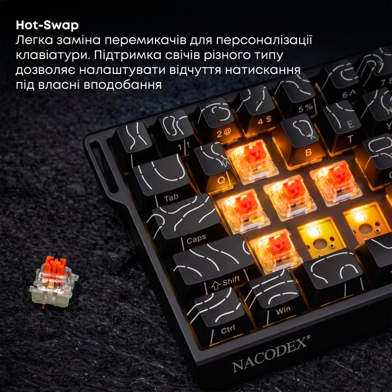 Клавіатура Ajazz NacodeX NK68 V2 Red Switch LED USB UA Black (NK68-V2-R-S-B) - фото 10