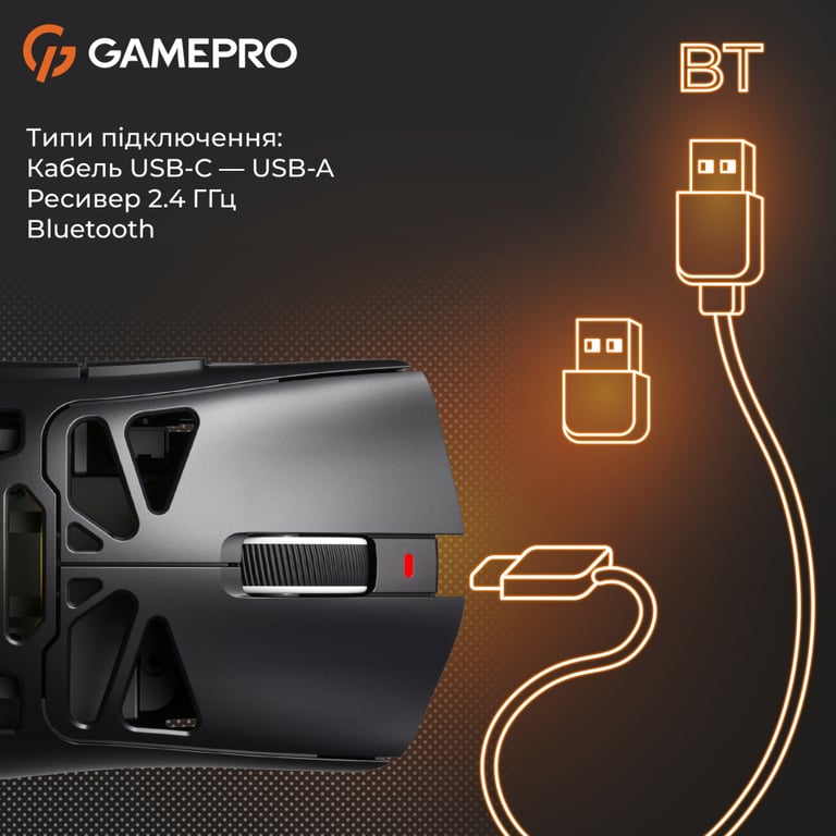 Мишка GamePro Genesis Hollow Wireless/Bluetooth/USB Black (GM870HB) - фото 8