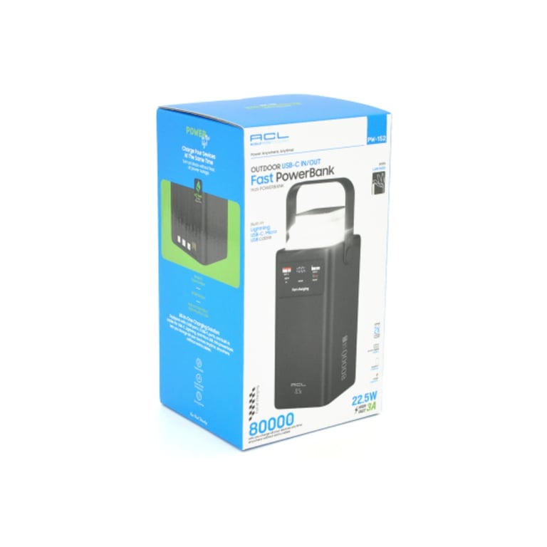 Батарея універсальна ACL 80000mAh, 22.5W, USB/Micro/Type-C/Lighting, Flashlight (PW-152) - фото 4