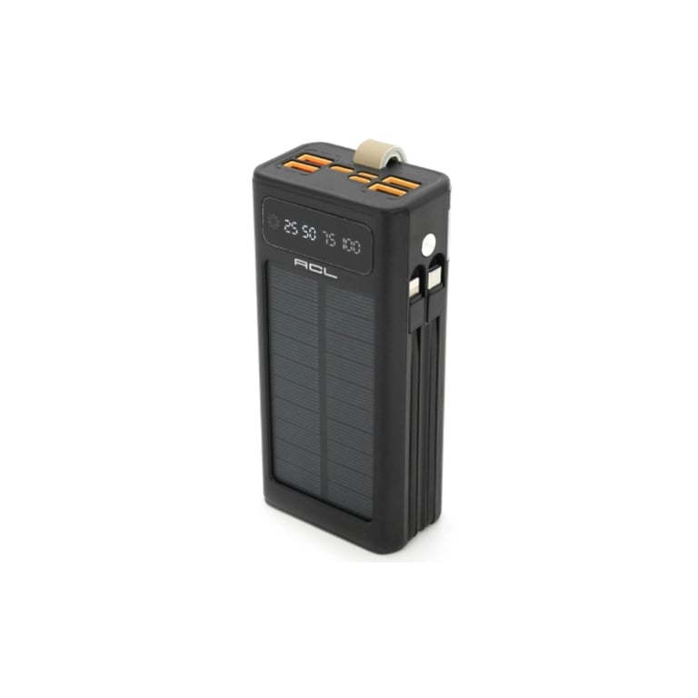 Батарея універсальна ACL 30000mAh, SOLAR, TypeC + Lighting, Black (PW-90B) - фото 1