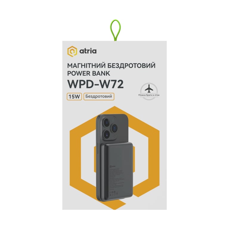 Батарея універсальна Atria 10000mAh, PD/20W, 15W Wireless MagSafe, Black (WPD-W72B) - фото 8