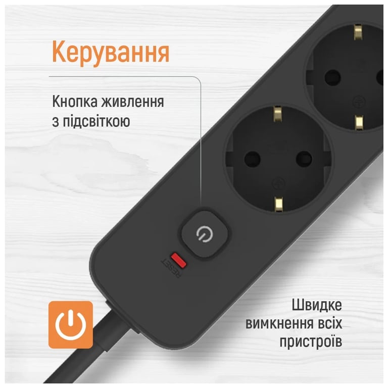 Мережевий фільтр живлення ColorWay CCA-3G1MM 5 розеток, 3m Black (CW-PSEA1053BK) - фото 10