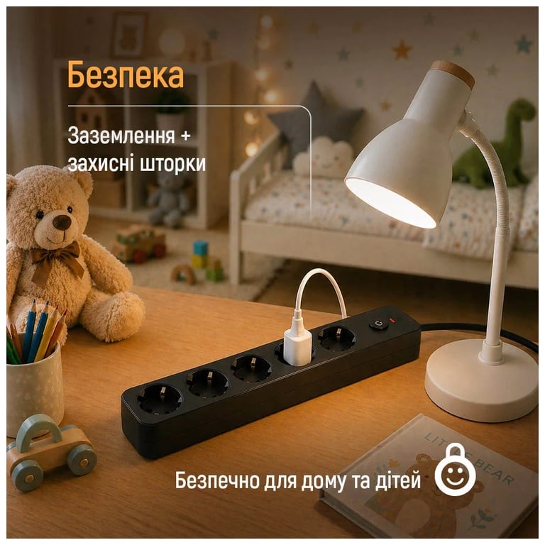 Мережевий фільтр живлення ColorWay CCA-3G1MM 5 розеток, 3m Black (CW-PSEA1053BK) - фото 8