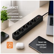 Мережевий фільтр живлення ColorWay CCA-3G1MM 5 розеток, 5m Black (CW-PSEA1055BK) - фото 7