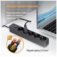 Мережевий фільтр живлення ColorWay CW-PSEA1652BK 5 розеток, 2m Black (CW-PSEA1652BK) - фото 7