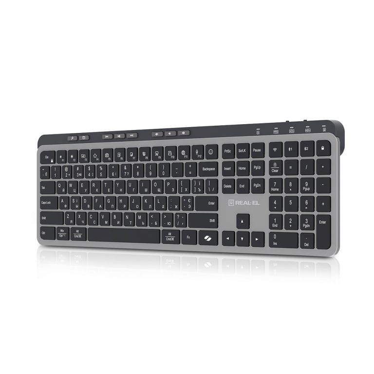 Клавіатура REAL-EL RK-737W Wireless/Bluetooth Black/Grey (EL123100060) - фото 4