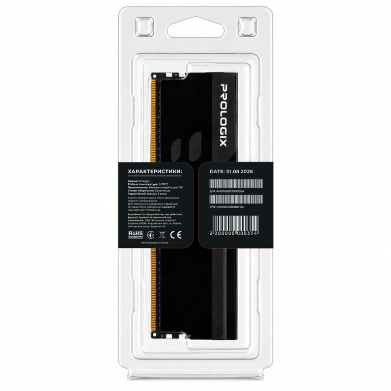 Модуль пам'яті для комп'ютера DDR4 16GB 3600 MHz Onyx Black Prologix (PRO16GB3600YB4) - фото 5