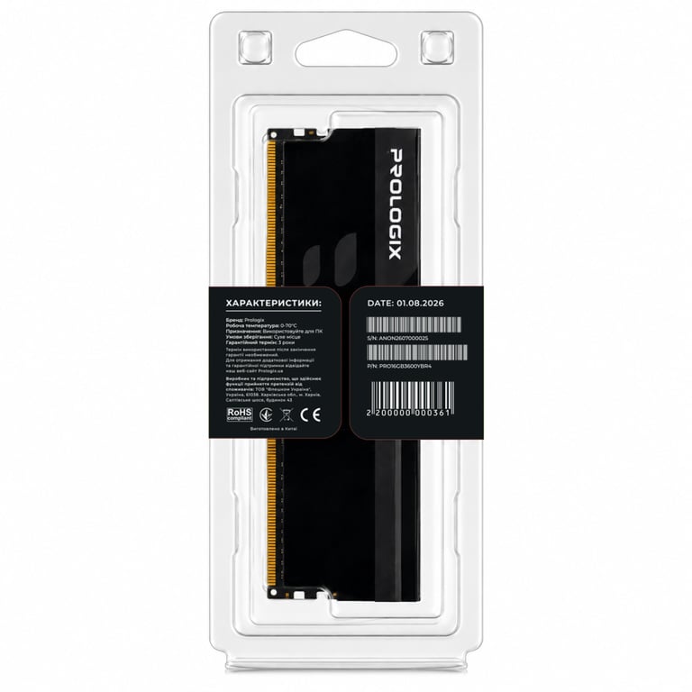 Модуль пам'яті для комп'ютера DDR4 16GB 3600 MHz Onyx Black RGB Prologix (PRO16GB3600YBR4) - фото 5