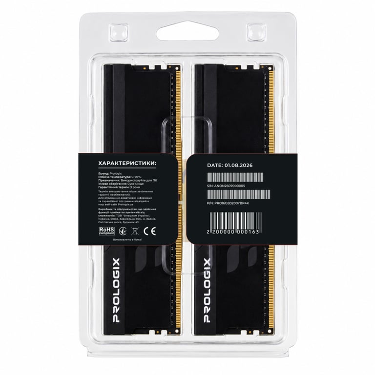 Модуль пам'яті для комп'ютера DDR4 16GB (2x8GB) 3200 MHz Onyx Black RGB Prologix (PRO16GB3200YBR4K) - фото 5