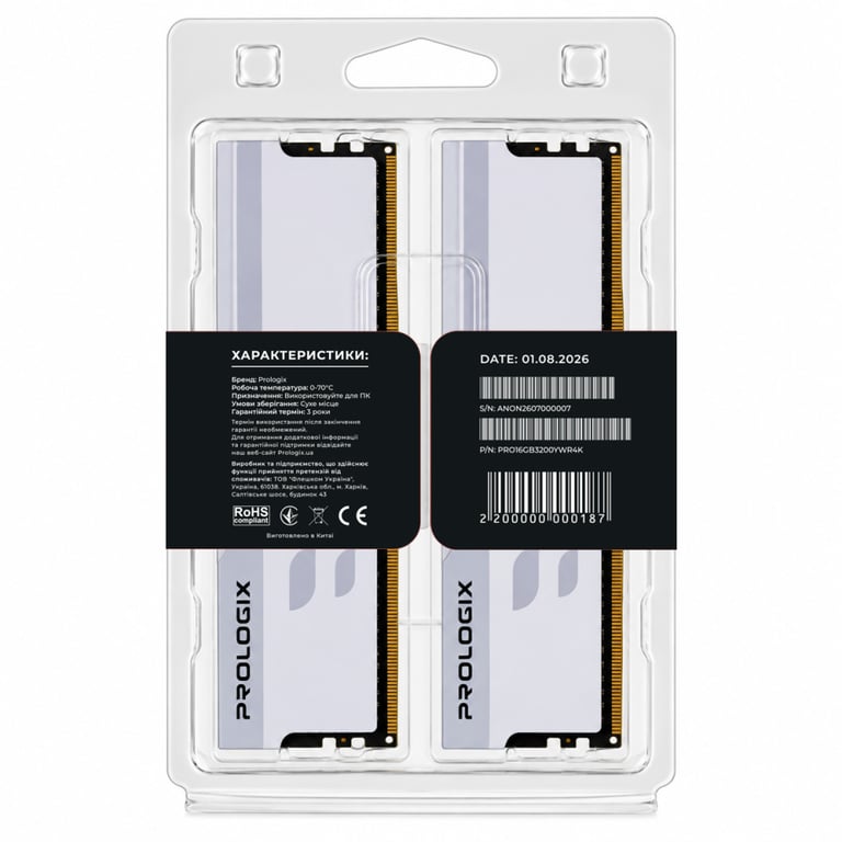 Модуль пам'яті для комп'ютера DDR4 16GB (2x8GB) 3200 MHz Onyx White RGB Prologix (PRO16GB3200YWR4K) - фото 5