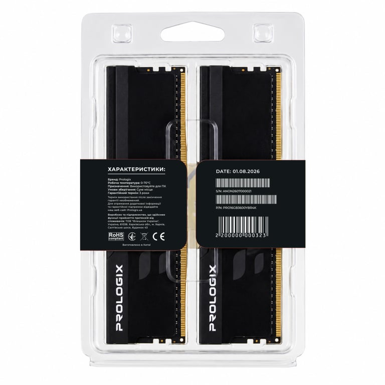 Модуль пам'яті для комп'ютера DDR4 16GB (2x8GB) 3600 MHz Onyx Black RGB Prologix (PRO16GB3600YBR4K) - фото 5