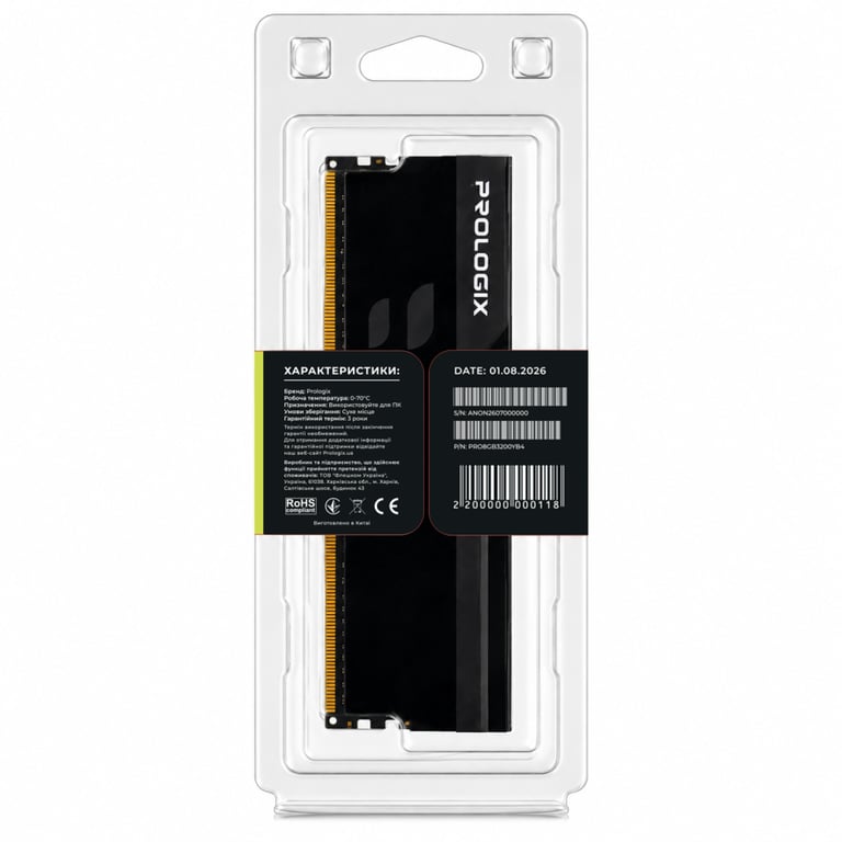 Модуль пам'яті для комп'ютера DDR4 8GB 3200 MHz Onyx Black Prologix (PRO8GB3200YB4) - фото 5